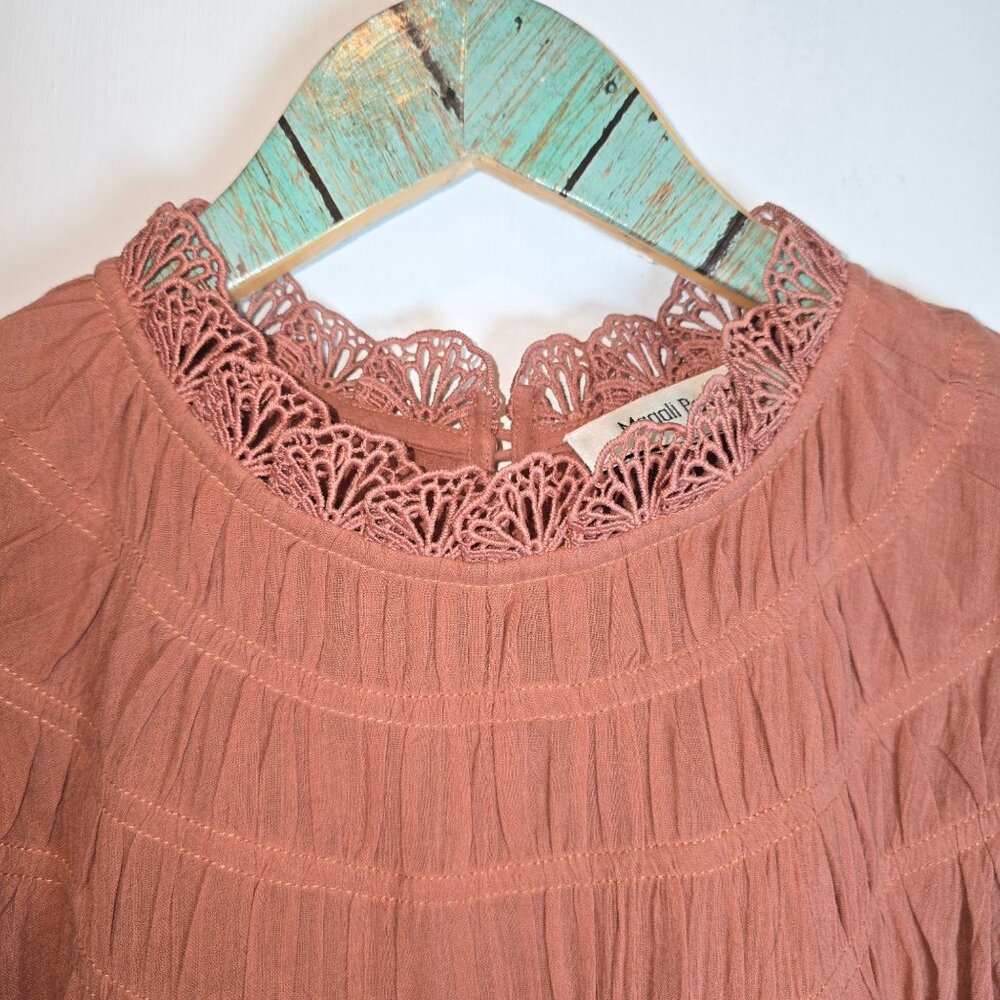 Magali Pascal Giselle Pink Nude Gauzy Seersucker Dress Sz M/8 - Picture 7 of 12